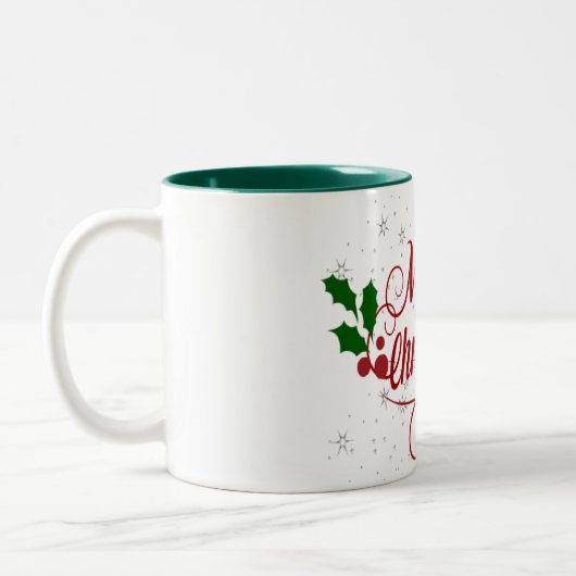 Frohe Weihnachts-Tasse Zweifarbige Tasse (Links)