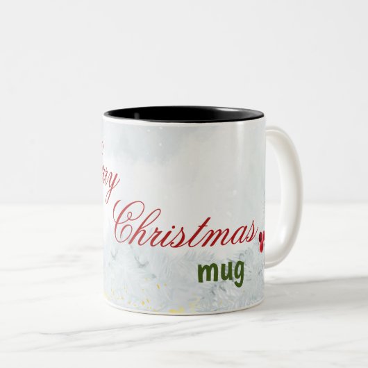 Frohe Weihnachts-Tasse Zweifarbige Tasse (VorderseiteRechts)