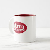 Frohe Weihnachts-Tasse Zweifarbige Tasse (Vorderseite Links)