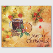 Frohe Weihnachts Tea Cup Orange Berry Cinnamon Geschenkpapier (Flach)