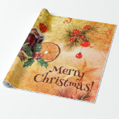 Frohe Weihnachts Tea Cup Orange Berry Cinnamon Geschenkpapier (Ungerollt)