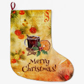 Frohe Weihnachts Tea Cup Orange Berry Cinnamon Großer Weihnachtsstrumpf (Vorderseite)