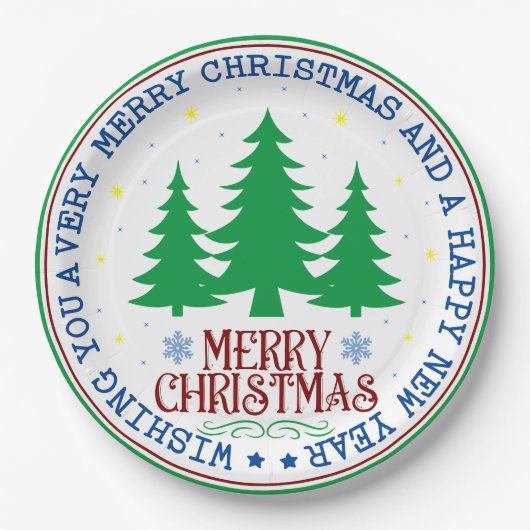 Frohe Weihnachts-Teller Pappteller (Vorderseite)