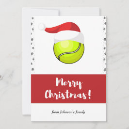 Frohe Weihnachts-Tennis-Ball & Weihnachtsmannmütze Feiertagskarte