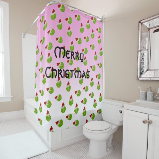 Frohe Weihnachts-Tennisbälle mit Weihnachtsmannmüt Duschvorhang (Beispiel)