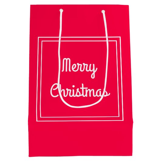 Frohe Weihnachts-Text Classic Red White Template Mittlere Geschenktüte (Rückseite)