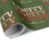 Frohe Weihnachts Text Gruß Red & Green Muster Geschenkpapier (Rolleneckpunkt)