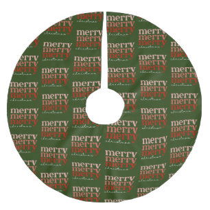 Frohe Weihnachts Text Gruß Red & Green Muster Polyester Weihnachtsbaumdecke