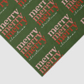 Frohe Weihnachts Text Gruß Red & Green Muster Seidenpapier (Detail)