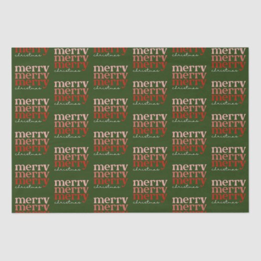 Frohe Weihnachts Text Gruß Red & Green Muster Seidenpapier (Vorderseite)