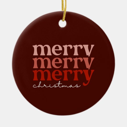 Frohe Weihnachts Text Gruß Red Keramik Ornament (Vorne)