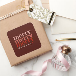 Frohe Weihnachts Text Gruß Red Quadratischer Aufkleber
