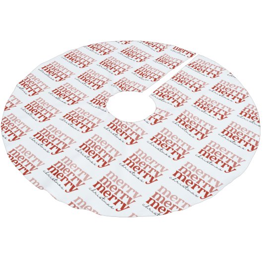 Frohe Weihnachts Text Gruß Red & White Muster Polyester Weihnachtsbaumdecke (Schrägansicht)