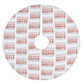 Frohe Weihnachts Text Gruß Red & White Muster Polyester Weihnachtsbaumdecke (Vorderseite)