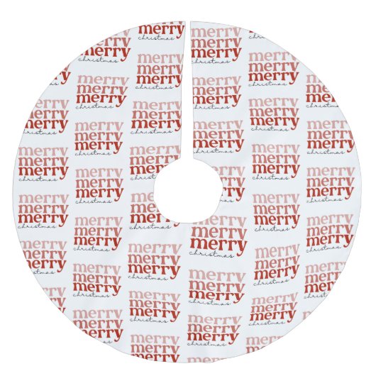 Frohe Weihnachts Text Gruß Red & White Muster Polyester Weihnachtsbaumdecke (Vorderseite)