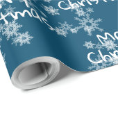 Frohe Weihnachts-Text in Schneeflocken Wrapping Pa Geschenkpapier (Rolleneckpunkt)