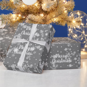 Frohe Weihnachts-Text in Schneeflocken Wrapping Pa Geschenkpapier