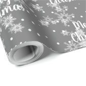 Frohe Weihnachts-Text in Schneeflocken Wrapping Pa Geschenkpapier (Rolleneckpunkt)