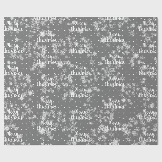 Frohe Weihnachts-Text in Schneeflocken Wrapping Pa Geschenkpapier (Flach)
