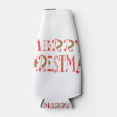 Frohe Weihnachts-Text-Muster Design: Festive Kunst Flaschenkühler (Vorderseite)