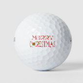 Frohe Weihnachts-Text-Muster Design: Festive Kunst Golfball (Vorderseite)