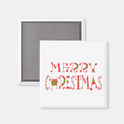 Frohe Weihnachts-Text-Muster Design: Festive Kunst Magnet (Vorderseite/Rückseite)