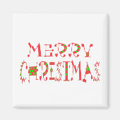 Frohe Weihnachts-Text-Muster Design: Festive Kunst Magnet (Vorne)
