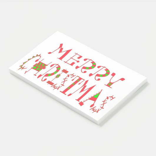 Frohe Weihnachts-Text-Muster Design: Festive Kunst Post-it Klebezettel (angewinkelt)