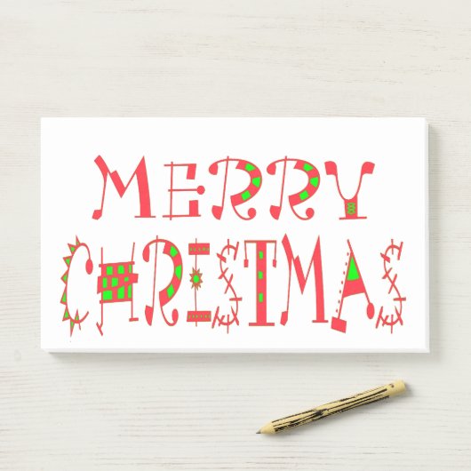 Frohe Weihnachts-Text-Muster Design: Festive Kunst Post-it Klebezettel (Auf Schreibtisch)