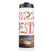 Frohe Weihnachts-Text-Muster Design: Festive Kunst Thermosbecher (Vorderseite)