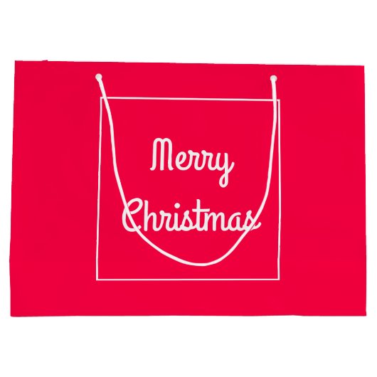 Frohe Weihnachts Text Nostalgisch Red White Templa Große Geschenktüte (Rückseite)
