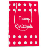 Frohe Weihnachts Text Red White Polka Dots Templat Mittlere Geschenktüte (Vorderseite)