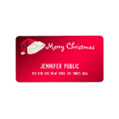 Frohe Weihnachts Text Rot Hand Script Santa Adressaufkleber (Vorne)