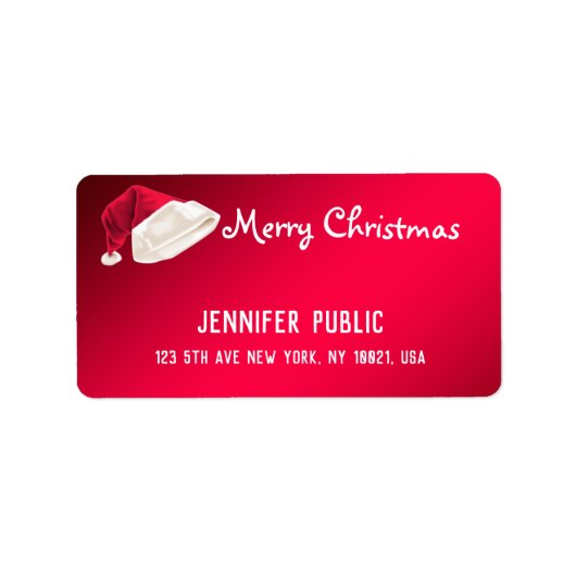 Frohe Weihnachts Text Rot Hand Script Santa Adressaufkleber (Vorne)