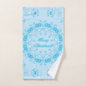 Frohe Weihnachts-Text rund Rahmen Snowflake blau m Badhandtuch Set (Handtuch)
