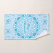 Frohe Weihnachts-Text rund Rahmen Snowflake blau m Badhandtuch Set (Handtuch)