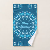 Frohe Weihnachts-Text rund Rahmen Snowflake blau m Badhandtuch Set (Handtuch)