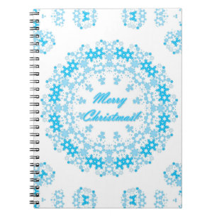 Frohe Weihnachts-Text rund Rahmen Snowflake blau m Notizblock