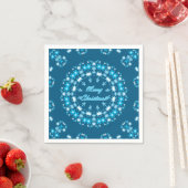 Frohe Weihnachts-Text rund Rahmen Snowflake blau m Serviette (Beispiel)