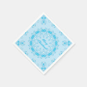 Frohe Weihnachts-Text rund Rahmen Snowflake blau m Serviette (Ecke)
