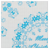 Frohe Weihnachts-Text rund Rahmen Snowflake blau m Stoff (Nahaufnahme)