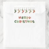 Frohe Weihnachts-Text saisonale Socken Garland Quadratischer Aufkleber (Tasche)