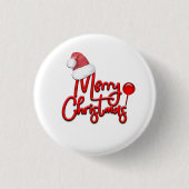 Frohe Weihnachts-Text Santa Cap Button (Vorderseite)
