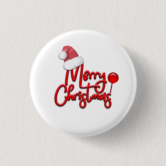 Frohe Weihnachts-Text Santa Cap Button (Vorderseite)