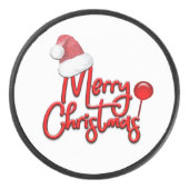 Frohe Weihnachts-Text Santa Cap Eishockey Puck (Vorderseite)