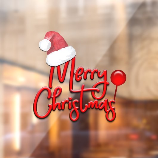 Frohe Weihnachts-Text Santa Cap  Fensteraufkleber (Blatt 2)