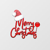 Frohe Weihnachts-Text Santa Cap Fensteraufkleber (Blatt)