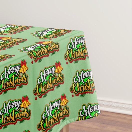 Frohe Weihnachts-Text Typografie mit Glocken Tischdecke (Beispiel)