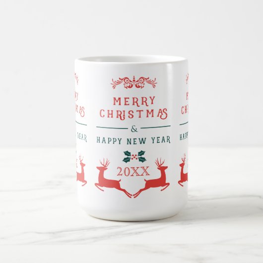 Frohe Weihnachts-Textgestaltung und Reindeer Kaffeetasse (Mittel)