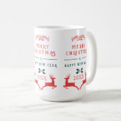 Frohe Weihnachts-Textgestaltung und Reindeer Kaffeetasse (VorderseiteRechts)
